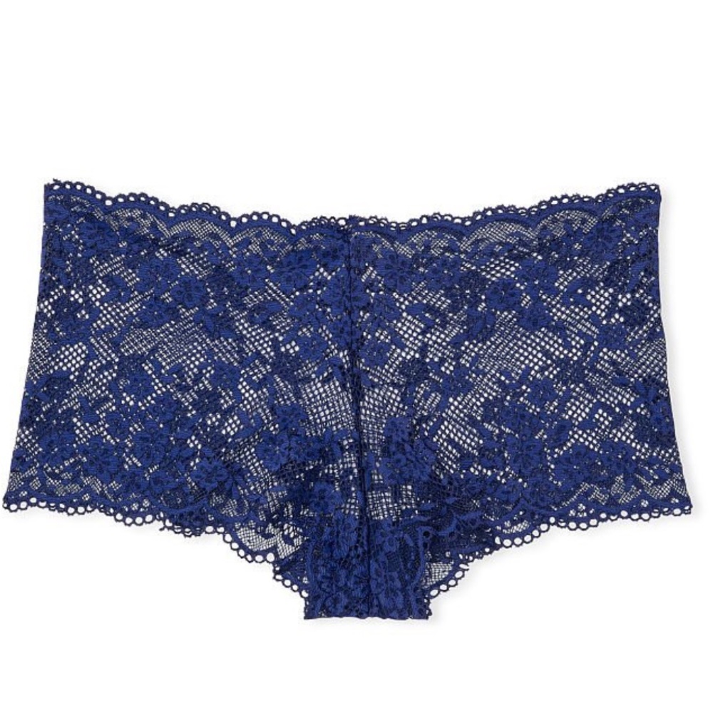 Navy blue lace low rise cheeky Victoria’s Secret no-show through lays flat !